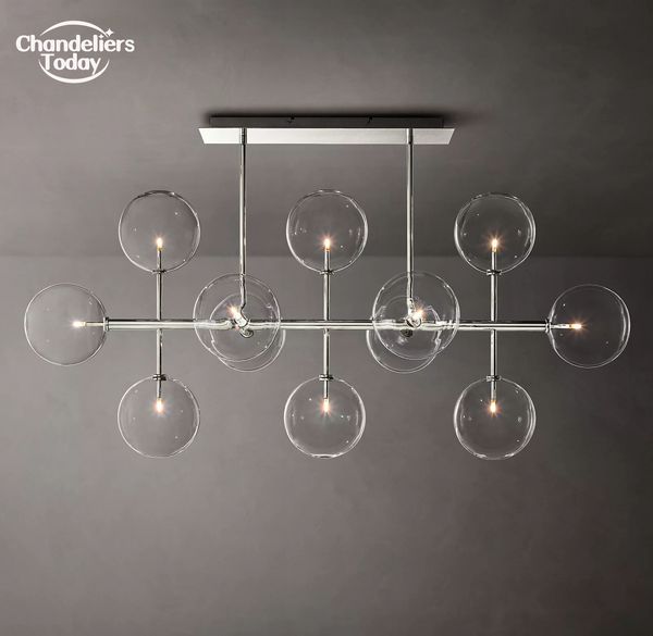 Glaskugel, mobile lineare Kronleuchter, Retro-LED-Pendelleuchten für Esszimmer, Wohnzimmer, Kücheninsel, Schlafzimmer, Hängelampen