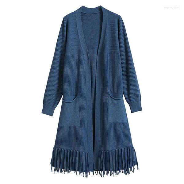 Maglieria da donna Autunno e inverno Versione coreana della giacca di maglieria lunga Dimagrante Cappotto esterno scialle di lana sottile Maglione da donna