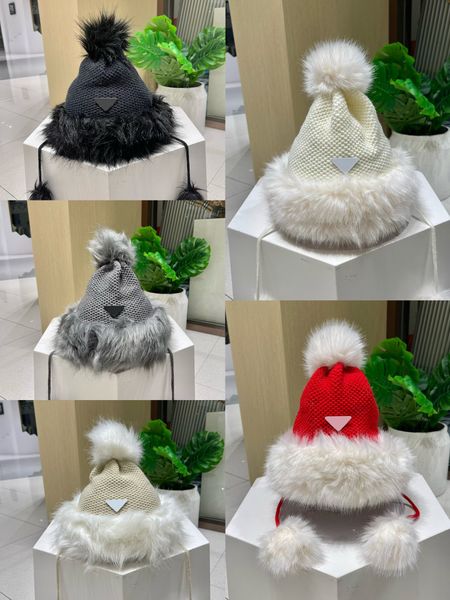 Tasarımcı Sonbahar ve Kış Örme Beanie Erkek ve Kadın Günlük Şapkaları Yüksek kaliteli Prads Noel Sıcak Noel Baba Şapkı Kadın Bonnet Beanie Kapakları