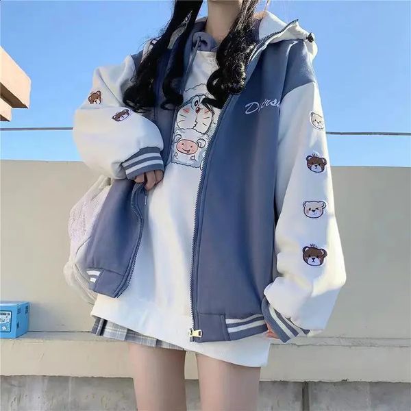 COZOK Frühling Frauen Y2k Mit Kapuze Rosa Baseball Jacke Harajuku Casual Lose Koreanische Übergroßen Damen Mantel Streetwear Top 231109