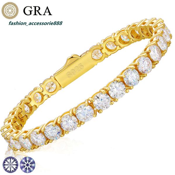 Primavera fecho moissanite pulseira jóias finas banhado a ouro 925 prata esterlina vvs laboratório diamante tênis tornozeleira pulseira para homens