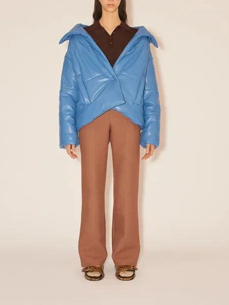 Женские тренчи, женские водолазки из искусственной кожи, короткая куртка с длинным рукавом, женские однобортные женские парки, пальто и топы, зима 2023