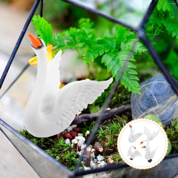 Decorações de jardim 8 pcs miniaturas cisne ornamentos estante micro paisagem branco plástico animais artesanato amantes