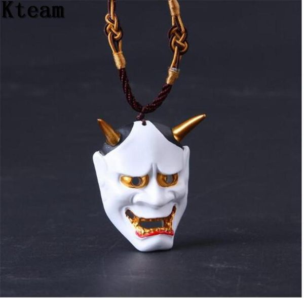 Top Grade Resina Evil Oni Noh Hannya Máscara Pingente Colar Carteira Conector Charme Corrente Halloween Gift9533831