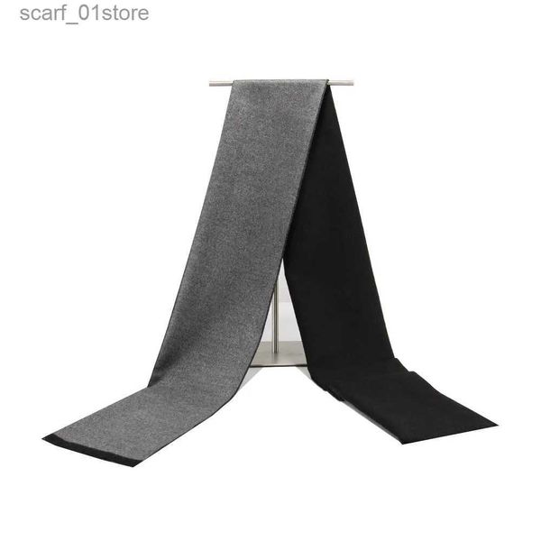 Sciarpe Cashmere di alta qualità Solid Grey nero Navy boutique da uomo sciarpe a righe scozzesi colore patchwork 30x180 cm vendita al dettaglio all'ingrossoL231110