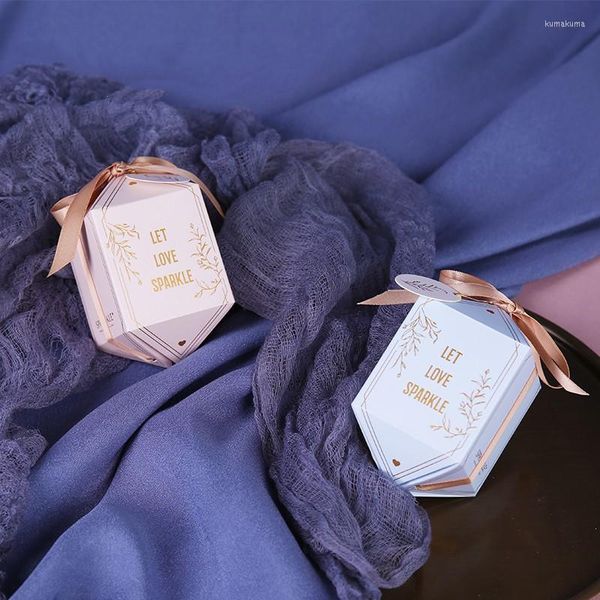 Bolsas de casamento de embrulho de presente Caixa de bolo de papel Chá de bebê Favor Favor com bolsa de doces de fita para suprimentos de aniversário