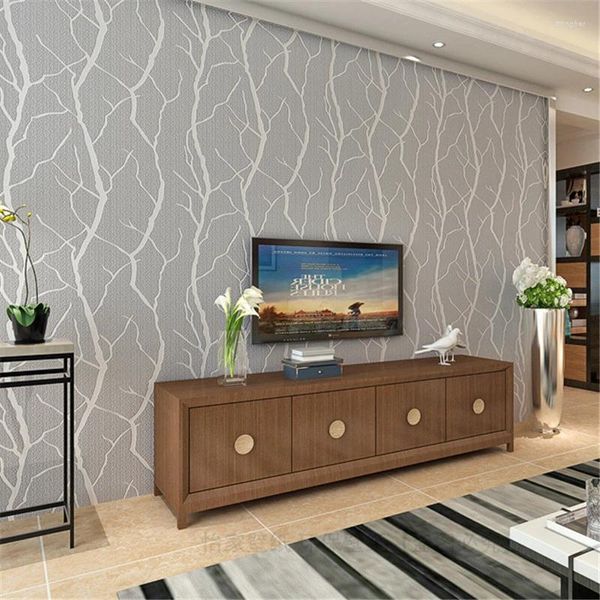Tapeten Wellyu Moderne minimalistische dicke 3D-Hirschleder-Kaschmir-Tapete Wohnzimmer Schlafzimmer Sofa Hintergrund Papel de Parede
