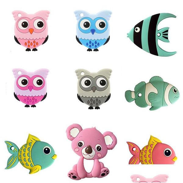 Succhietti Massaggiagengive Infantile Pesce Orso Coniglio Gufo Koala Mouse Auto Panda Massaggiagengive Cibo Sile Bambino Animale Succhietti Baby Molar Training D Dhpnr