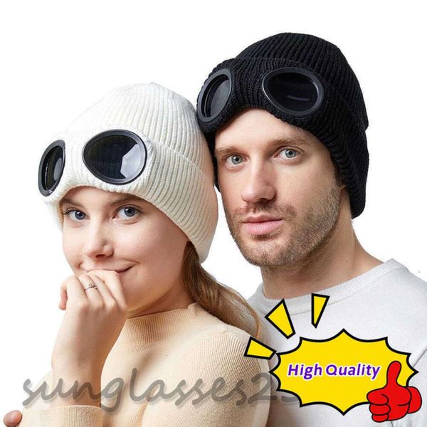 Designer due occhiali per lenti occhiali beanie uomini cappelli a maglia cappelli teschio berretti da donna all'aperto unsex berretto inverno cofano grigio nero 1h4f