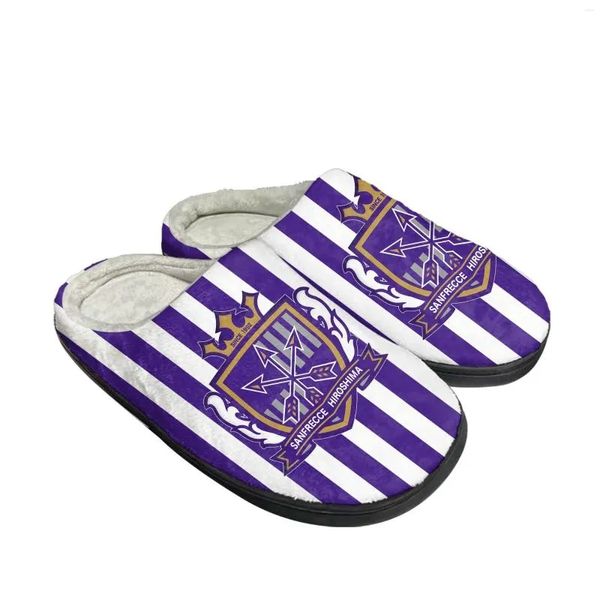 Chinelos Sanfrecce Football Home Cotton Mens Womens Plush Quarto Casual Manter Sapatos Quentes Térmicos Chinelos Interiores