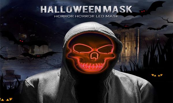 Cadılar Bayramı Led Maske Korkunç Maskesi Aydınlatıcı Korkunç Ölüm Kafatası İskelet Cosplay LED Kostüm Maskesi Festival Partisi 8 Renk JK19094362122