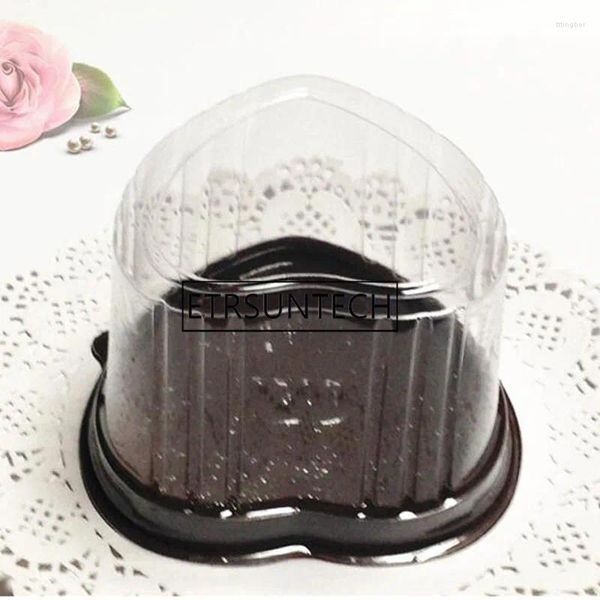 Envoltório de presente 300 pcs coração em forma de bolha caixa de bolo mousse embalagem plástica com tampa eco amigável recipiente de alimentos transparente
