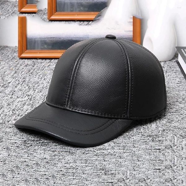 Top Caps Erkekler Orijinal Deri Şapka Sonbahar Kış Keşif Beyzbol Kapağı Erkek Açık Güneşlik Ayarlanabilir