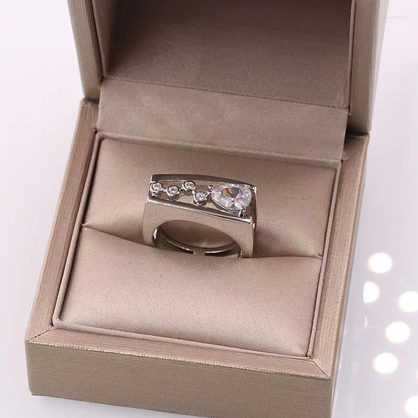 Cluster-Ringe Est Einzigartiger weiblicher männlicher geometrischer Ring weiße Farbe Wassertropfen Kristallstein Hochzeit Verlobung für Frauen