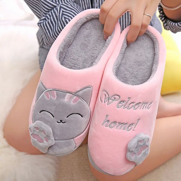 Casa Sapatos macios 886 Mulheres Drop Cat Cartoon Inverno House House Slippers Interior Amantes de Quarto Casais Yyj220 231109 122