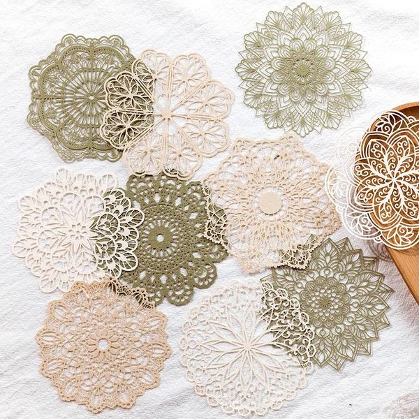 Estética flor oca janela quadro material papel lixo diário planejador scrapbooking rendas vintage decorativo diy artesanato