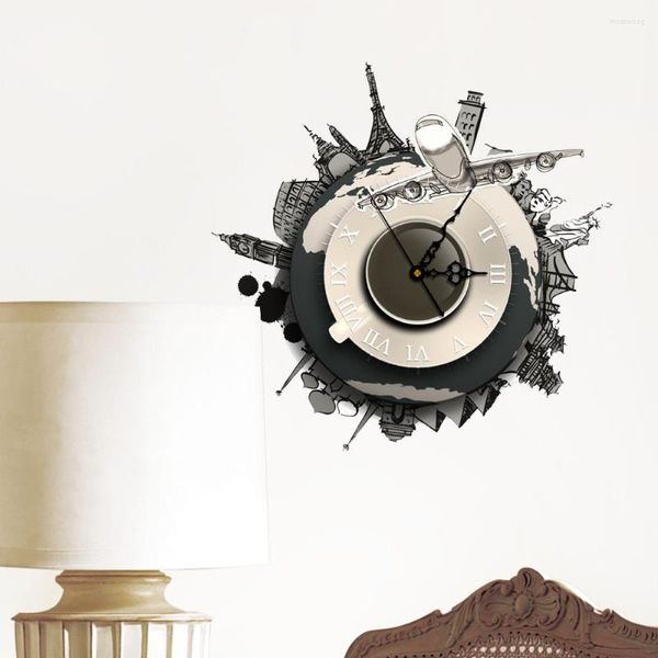 Настенные часы DIY 3D наклейки с часами мир наклейка на декорация искусства домашний декор украшен для гостиной