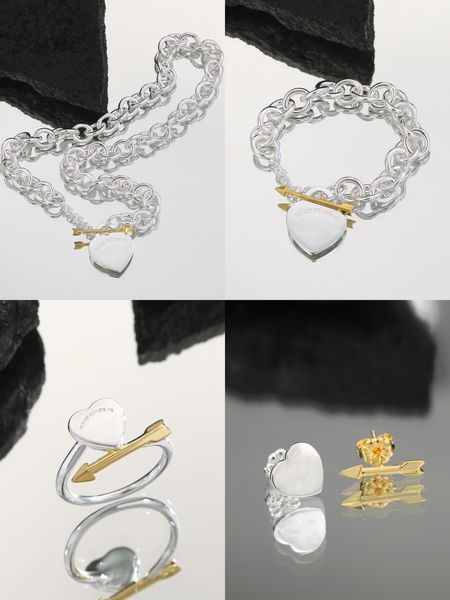 fino largo rosa ouro prata jóias diamante colares correntes link jóias de luxo coração pingente colar personalizado mulher seta banhado 18k para mulheres casamento legal
