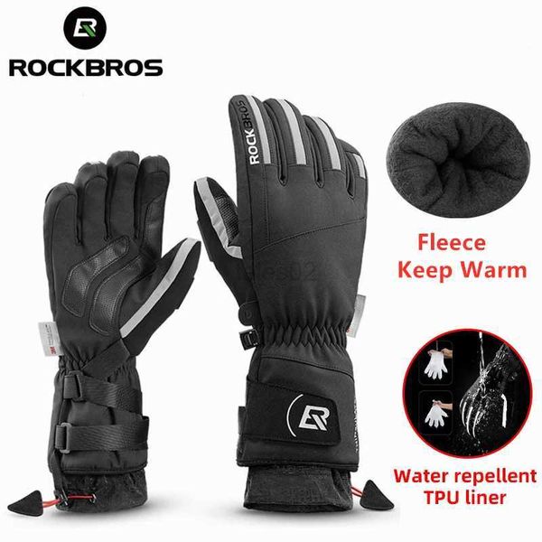 Luvas de esqui ROCKBROS Luvas de esqui Luvas de snowboard Snowmobile Motocicleta Equitação Luvas de inverno À prova de vento à prova d'água Luvas de neve unissex zln231110