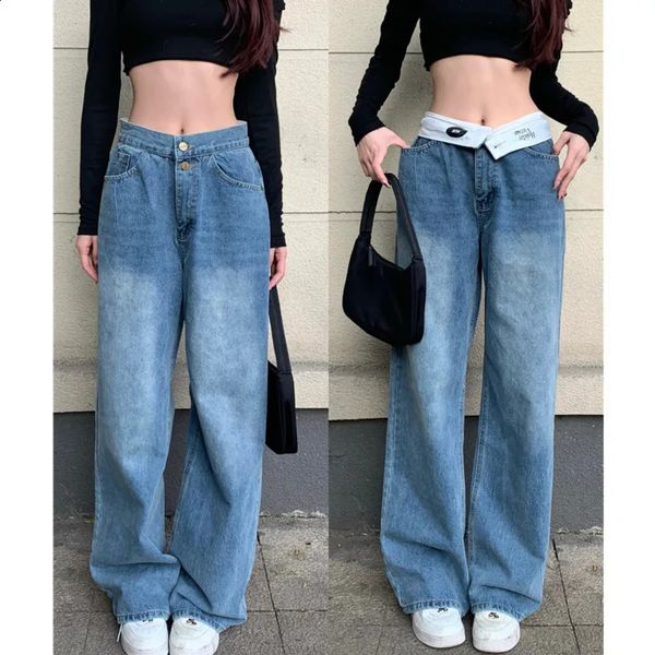 Jeans da donna Jeans da donna Donna Vita alta Abbigliamento femminile Y2k Denim Streetwear Jeans a gamba dritta Moda coreana Abiti vintage Pantaloni Blu 231109