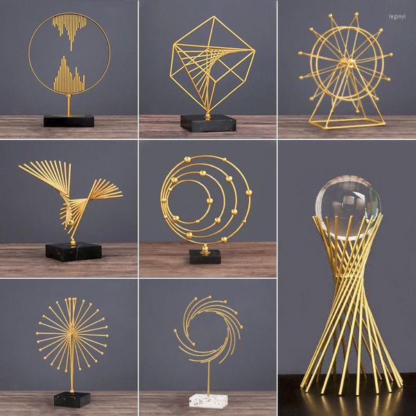 Dekorative Figuren Wohnkultur Modernes Licht Luxus Wohnzimmer Ornamente Schmiedeeisen Kristallkugel Abstraktes Modell Handwerk Desktop