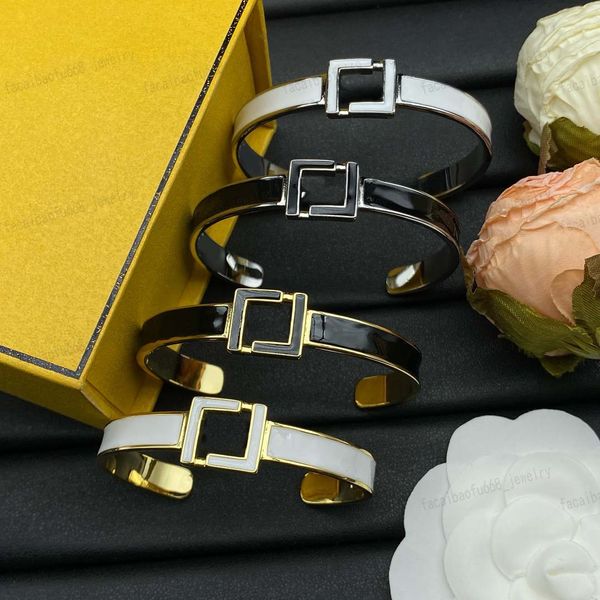 Последняя версия Дизайнерский браслет-манжета, полуоткрытый браслет с эмалью, черный/белый/золотой/серебро, многоцветный выбор, свадьба, подарки высокого качества, высокое качество в коробке