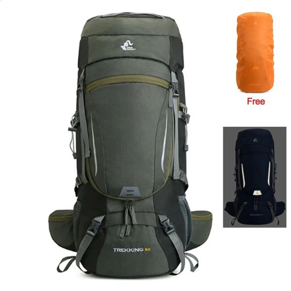 Açık çantalar 60l kamp sırt çantası seyahat spor çantası yağmur örtüsü tırmanma dağcılık trekking trekking sırt çantası yürüyüş omuz erkekler 231109