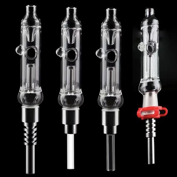 Vidro Bubbler Nectar Collector Kits Mini Fumar Tubo De Queimador De Óleo Com 510 Thread Titanium Dica Cerâmica Quartz Nail Dab Rig Tubulações De Água Bongs