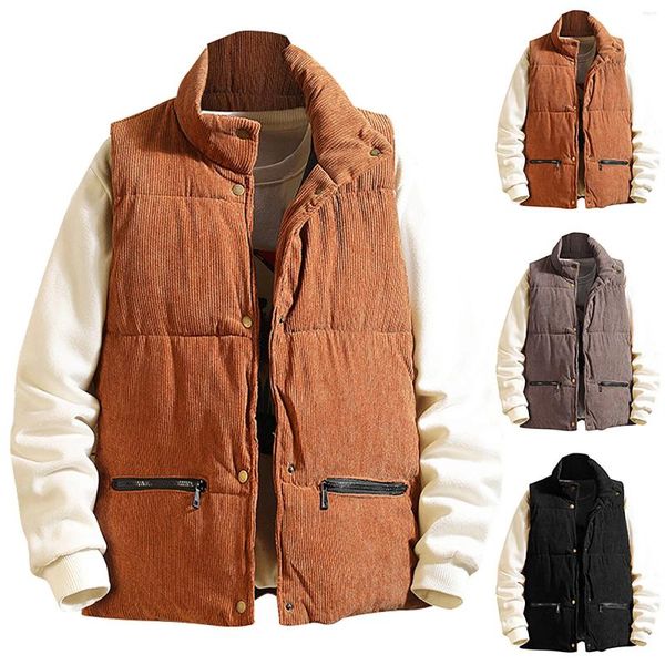 Coletes masculinos outono inverno moda veludo casaco manter quente colete de algodão acolchoado sem mangas plus size coletes jaquetas superiores
