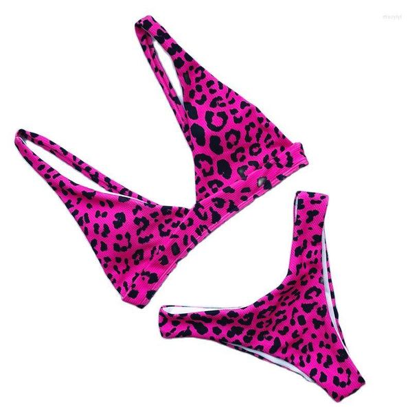 Costumi da bagno da donna Bikini sexy Mini Micro Costume da bagno Costume da bagno Modello Tipo Grande scollo a V Leopardo