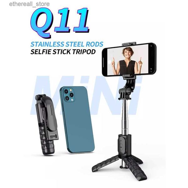 Selfie Monopods Selfie Stick Tripod Kablosuz uzaktan kumandalı katlanabilir monopodlar 360 rotasyon cep telefonu standı İOS için Android Q231110