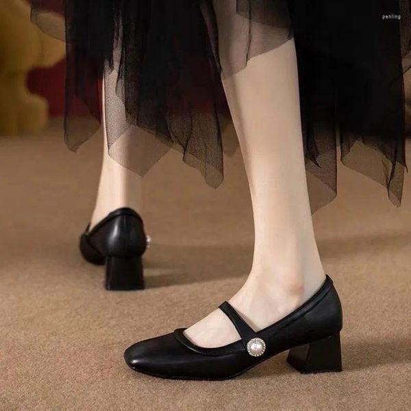 Elbise Ayakkabı Platformu Evlenmek Jane Kadınlar İçin Pompalar Toka Kayış Tıknaz Topuk Lolita 2023 Yaz Klasik Ofis Lady Cosplay
