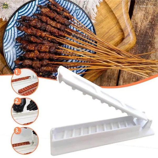 Strumenti Spiedini per barbecue Barbecue Gadget da esterno riutilizzabili Comodi spiedini di manzo Forniture per bar da cucina Fila singola