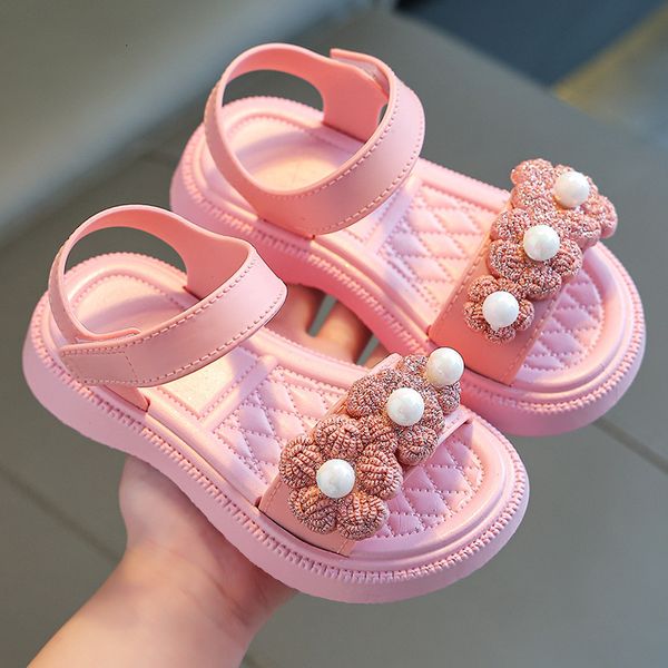 Primi Camminatori 2-9 anni Neonate Sandali da principessa Moda Fiore Scarpe da spiaggia casual Sandali estivi per bambini all'aperto Chaussure Baby Fill 230410