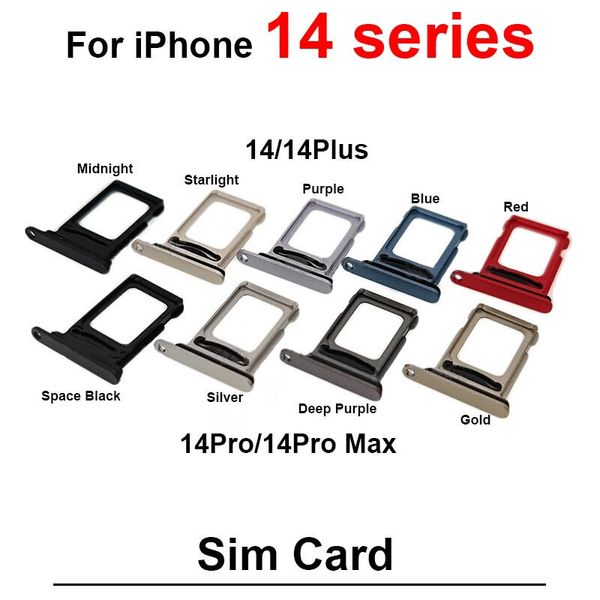Parti di ricambio per slot per supporto scheda SIM per vassoio SIM doppio / singolo originale al 100% per iPhone 14/14 PLUS 14 Pro Max