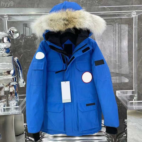 Piumino da uomo Parka Designer Giacca invernale da donna Tendenza moda Amanti della pelliccia Calore addensato Piuma Cappotto caldo impermeabile da esterno Nero Blu E3gu