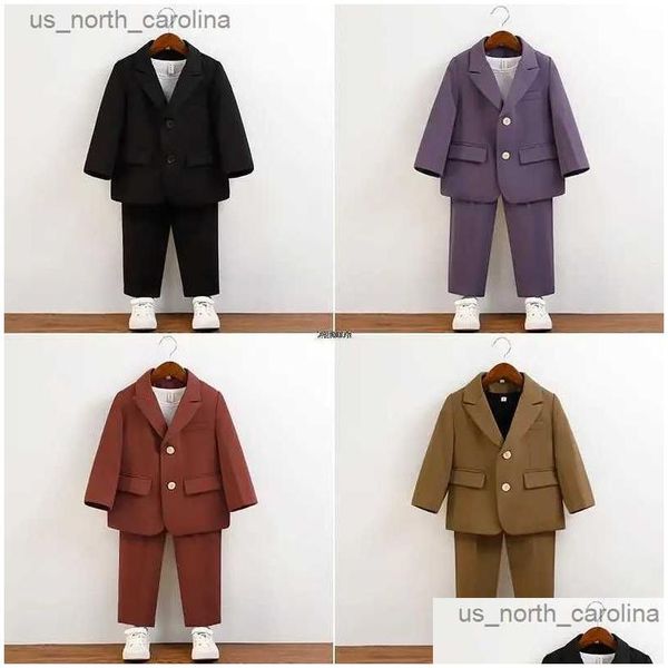 Jungen Formelle Kleidung Sets Baby Jacke Hosen 2 Stücke Kleid Kinder Hochzeitszeremonie Kostüm Kleiner Anzug Kinder Leistung Blazer Dr Dhdru