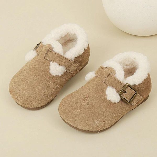 Stivali 12-19 cm Scarpe invernali in vera pelle poco profonde Ragazze del bambino Ragazzi Bambini piccoli Velluto caldo Casual 0-6 anni Appartamenti per bambini