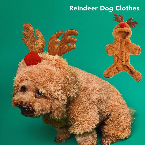 Cão vestuário roupas de cachorro natal pet filhote de cachorro roupa macio quente natal santa rena cão traje gato hoodie casaco festa vestir-se suprimentos para animais de estimação 231110