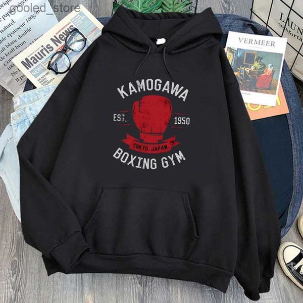 Herren Hoodies Sweatshirts Hajime No Ippo Anime Print Hoodies Kamogawa Boxing Gym Sweatshirts Herren Hip Hop Grafik Pullover mit Kapuze Langarm Hoodie Q231110