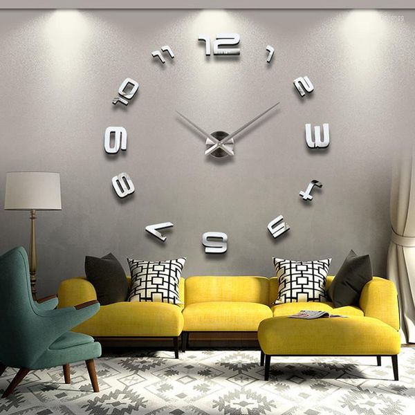 Wanduhren, große Wohnzimmer, kreative Uhr, Heimdekoration, Acrylspiegel, DIY-Aufkleber