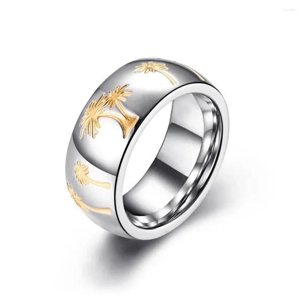 Anéis de cluster masculino 9mm anel de banda de casamento de aço inoxidável design punk criativo em cor prata jóias por atacado