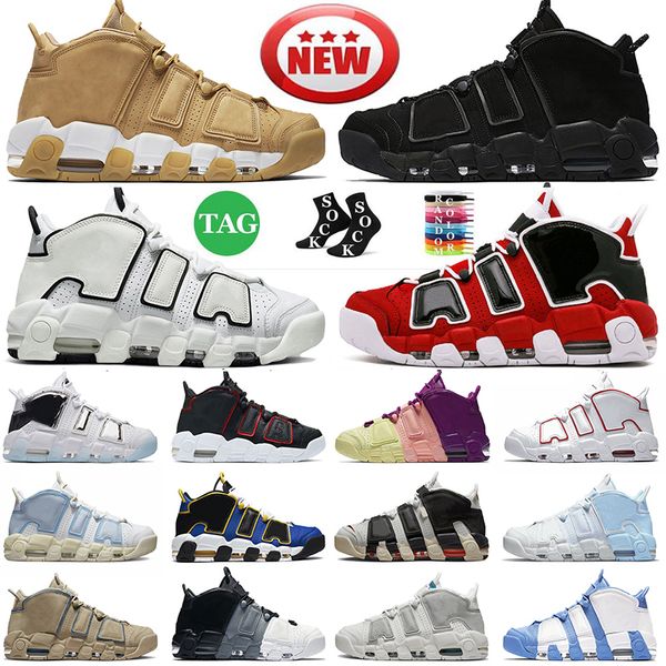 Mulheres Mens Uptempos Scottie Pippen Tênis de basquete Airs More 96 Black Bulls Hoops Pack Branco Varsity Red Premium Wheat Phantom Sand Drift Volt Treinadores Sapatilhas