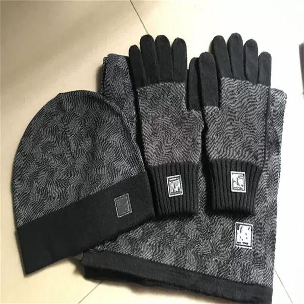 Novo 21 marca de luxo chapéu cachecol luva define mulheres homens designer cachecóis boné luvas inverno ao ar livre esqui quente unisex gorros conjunto box282g