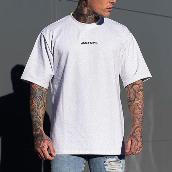 T-shirt da uomo Muscle Abbigliamento da palestra da uomo Network Fitness T-shirt da uomo super large Outdoor Hip Hop Street Abbigliamento T-shirt da fitness a mezza manica allentata 230410