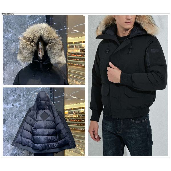 Piumino da uomo Piumino di design Vera pelliccia di lupo con cappuccio ispessimento caldo cappotto sportivo Cappotti parker impermeabili antivento Giacche da uomo Parka classico elegante