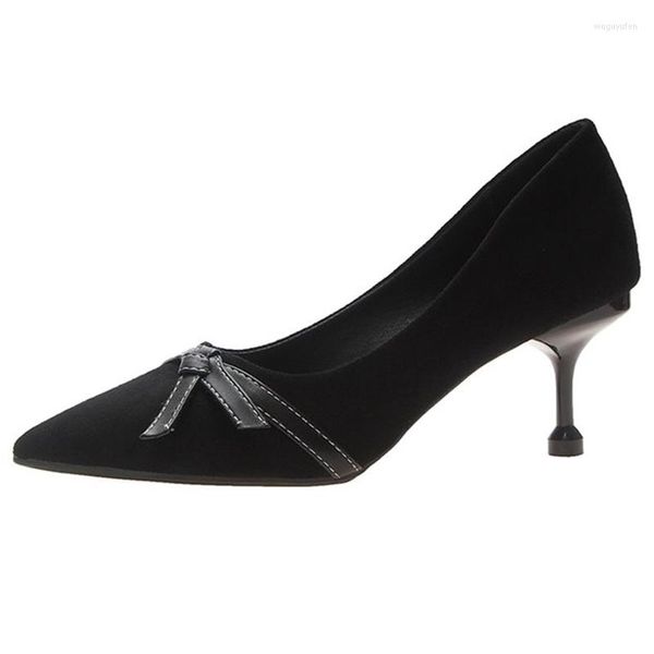 Scarpe eleganti da donna professionali 2023 primavera autunno nero tacco alto a spillo punta sexy bocca superficiale selvaggia singola