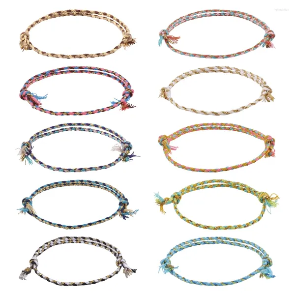 Strand 50 pezzi braccialetti di corda intrecciati in cotone regolabile unisex donna uomo intrecciato filo colorato gioielli regali