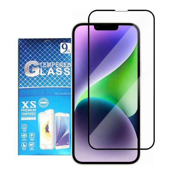 Vollständige Kleberabdeckung für iPhone 15 14 Plus 13 Pro Max 12 Mini Anti-Öl Black Edge Silk Anti Scratch Tempered Glass