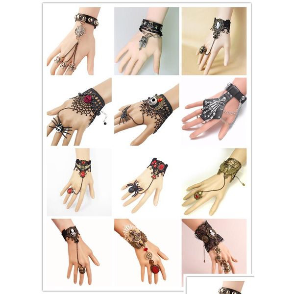 Pulseiras de charme pulseira punk anel vintage steampunk luvas de punho de punho Victorian traje Acessórios de jóias renda han dhgarden dhcm7